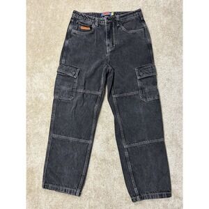 Gnarly Jeans Mens 30 Black Cargo Denim Pants Straight Leg Utility Streetwear